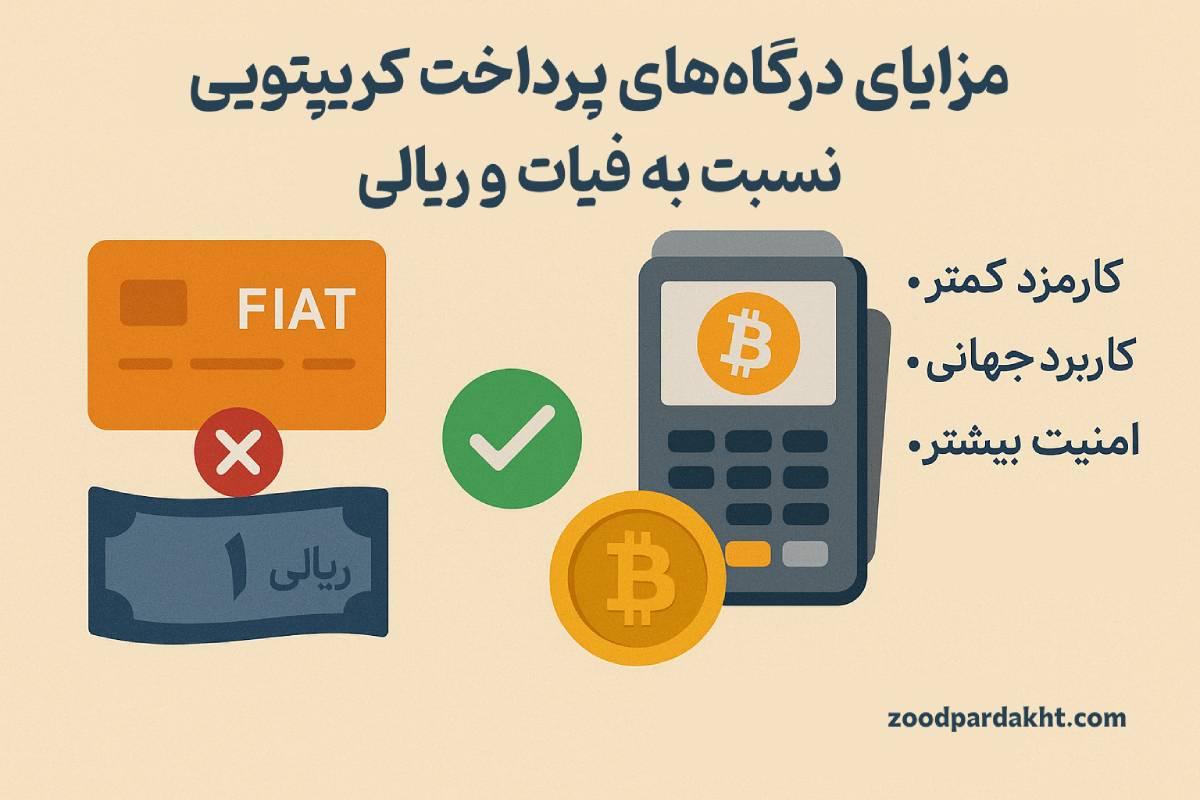 زودپرداخت-zoodpardakht/مزایای درگاه پرداخت کریپتویی در مقایسه با ریال و فیات