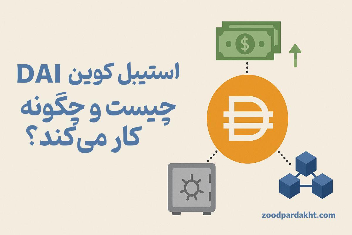 زودپرداخت-zoodpardakht/اینفوگرافی استیبل کوین DAI و نحوه عملکرد آن به زبان فارسی