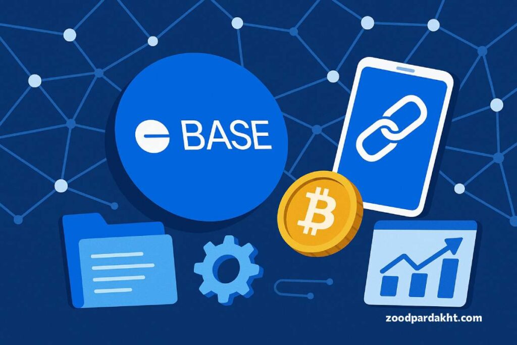 زودپرداخت-zoodpardakht/تصویر مفهومی شبکه بلاکچینی Base و کاربردهای آن در دنیای ارزهای دیجیتال